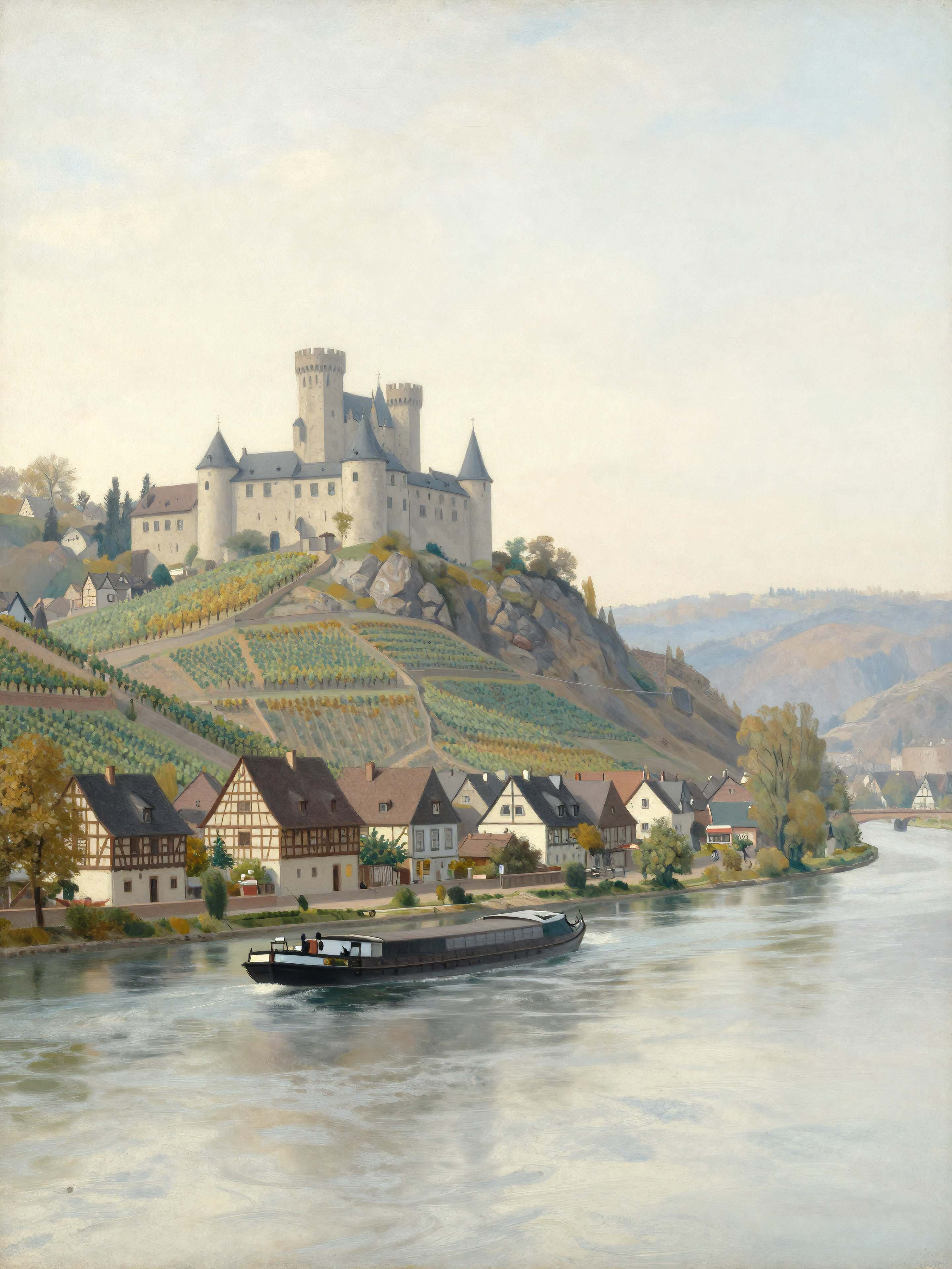A castle above the vineyards of the Rhine valley